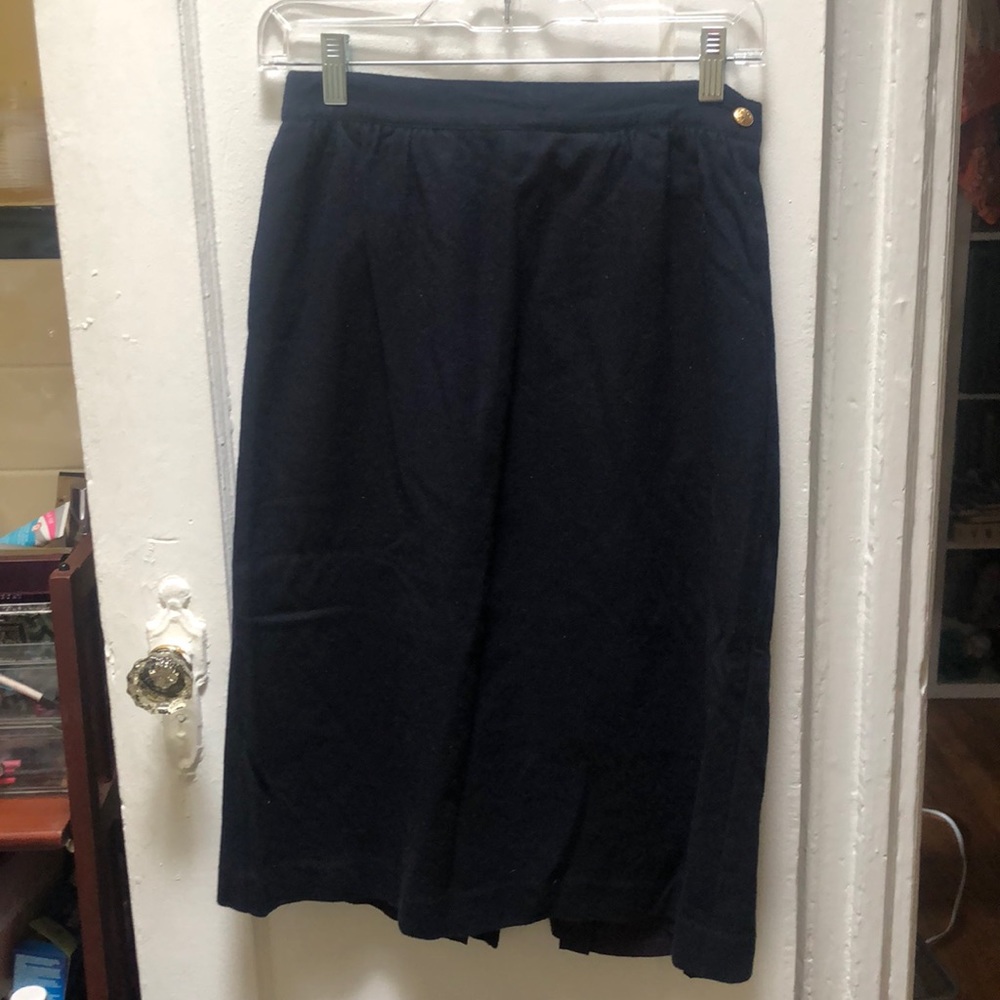 Vintage 50s Navy Wool Pencil Skirt w/ Pockets!